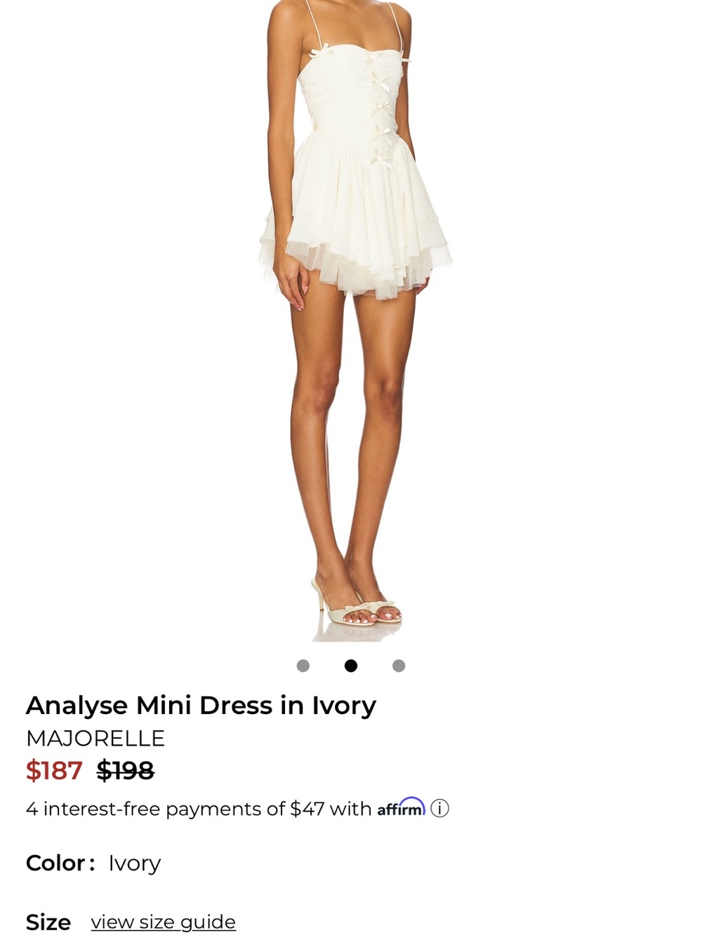 MAJORELLE Ivory Tiered Tulle Mini Dress